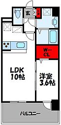 グランドクリーンヒット松田 1LDKの間取図画像