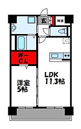 パインローズ福岡東 1LDKの間取図画像