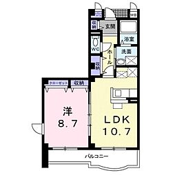 シャンポールＡ 3階1LDKの間取り