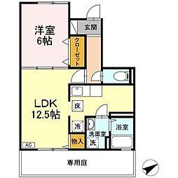 ブルーム米原ＡＢ 1階1LDKの間取り