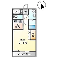 JR山陰本線 米子駅 バス16分 米原別れ下車 徒歩3分の賃貸アパート 2階1Kの間取り