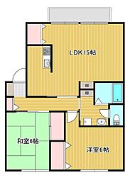 セジュールT＆Y T101 1階2LDKの間取り