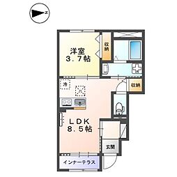 ブルースター 1階1LDKの間取り