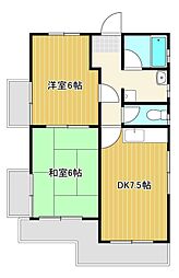 パークハイム 2階2DKの間取り