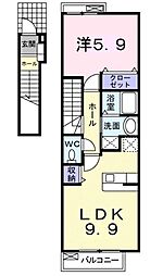 スプリングフィールドB 1LDKの間取図画像