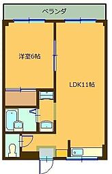 シャンリジェール 2階1LDKの間取り