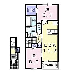 セレストブルー 203 2階2LDKの間取り