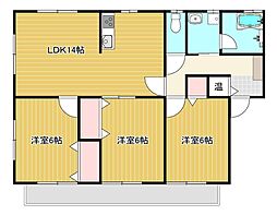 アーバンクレストI・II 1階3LDKの間取り