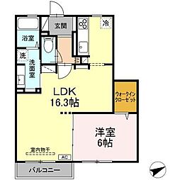 フェリスウェーブ 3階1LDKの間取り