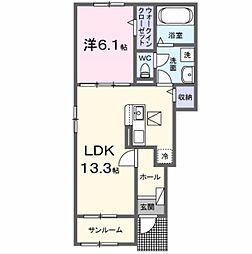 エクセレント・ヴェル　I 1階1LDKの間取り