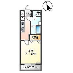サンライズK 1Kの間取図画像