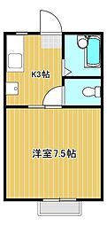ピエール弐番館 1Kの間取図画像