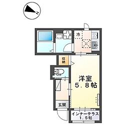 アヴニール 1Kの間取図画像