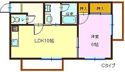 リバーコートB 1LDKの間取図画像