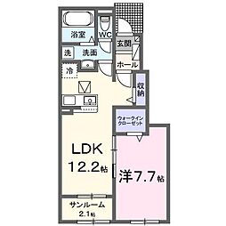 ヒカルサ境港渡町イースト 1LDKの間取図画像