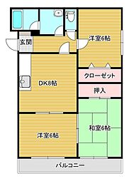 輝洋ハイツ 3DKの間取図画像