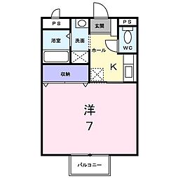 カーサ・サニー 1Kの間取図画像