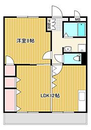 サンライズハイツ 1LDKの間取図画像