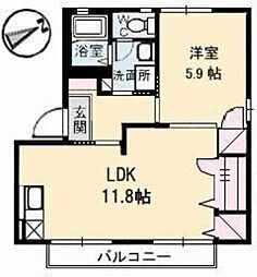 ディアスすぎ 1LDKの間取図画像