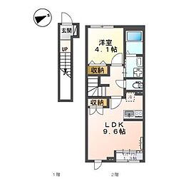 アジュール東福原 1LDKの間取図画像