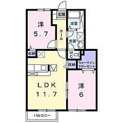 サニーヒルB 2LDKの間取図画像