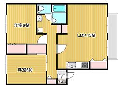 セジュールT&YY 2LDKの間取図画像