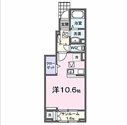 シャルム・ミキャII ワンルームの間取図画像
