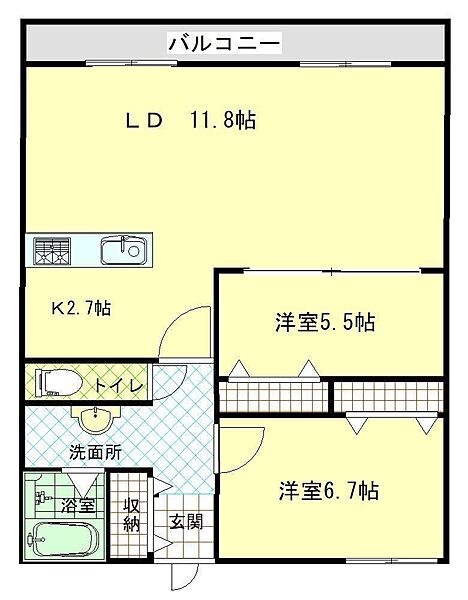 iマンション 405｜鳥取県米子市東福原 7丁目(賃貸マンション2LDK・4階・62.37㎡)の写真 その2