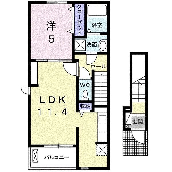 スマイルハウス　Ａ ｜鳥取県米子市陽田町(賃貸アパート1LDK・2階・42.47㎡)の写真 その2