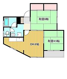 リーフルハイツ 203 2階2DKの間取り