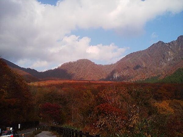Beautiful mountainous landscape with colorful sky
