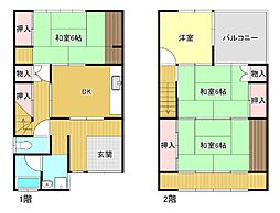 米子市日野町　中古住宅　630万円 4DKの間取り