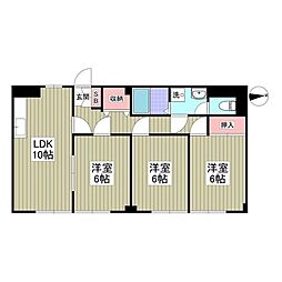 京成松戸線 新津田沼駅 徒歩14分の賃貸マンション 1階3SDKの間取り