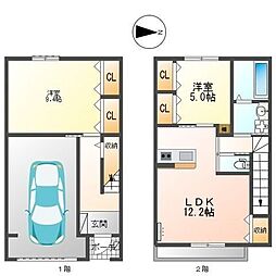 北総鉄道 西白井駅 徒歩36分の賃貸アパート 1階2LDKの間取り