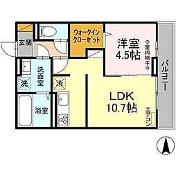東武野田線 六実駅 徒歩2分の賃貸アパート 2階1LDKの間取り