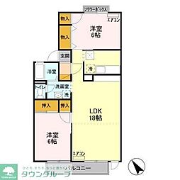 JR常磐線 新松戸駅 徒歩19分の賃貸アパート 1階2LDKの間取り