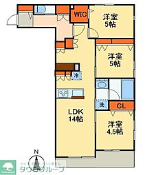 クレスト 2階2LDKの間取り