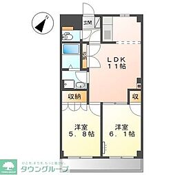 セントラルハイツII 1階2LDKの間取り