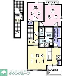 京成松戸線 五香駅 徒歩24分の賃貸アパート 2階2LDKの間取り