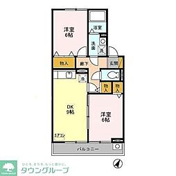 京成松戸線 五香駅 徒歩21分の賃貸アパート 2階2DKの間取り
