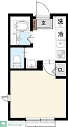 Sereno III（セレーノ III） 1階1Kの間取り
