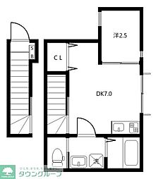 ベレガンス鷹之台 2階1DKの間取り