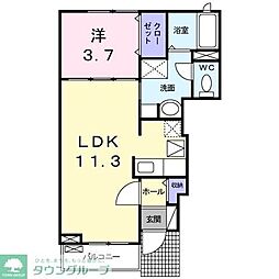 サン・エアリー 1階1LDKの間取り