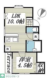 ジュネパレス松戸第126 2階1LDKの間取り