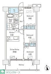 スカイグランデ津田沼 5階3LDKの間取り