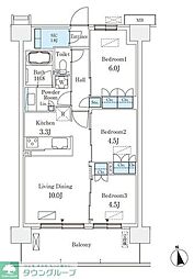 スカイグランデ津田沼 5階3LDKの間取り