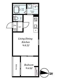 GRADUS八千代台III 1階1LDKの間取り