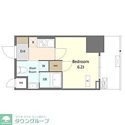 Alivis船橋East.West 11階1Kの間取り