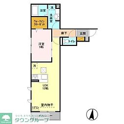 ベルエキップ 1階1LDKの間取り