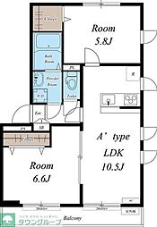 リブリ・緑ヶ丘I 1階2LDKの間取り